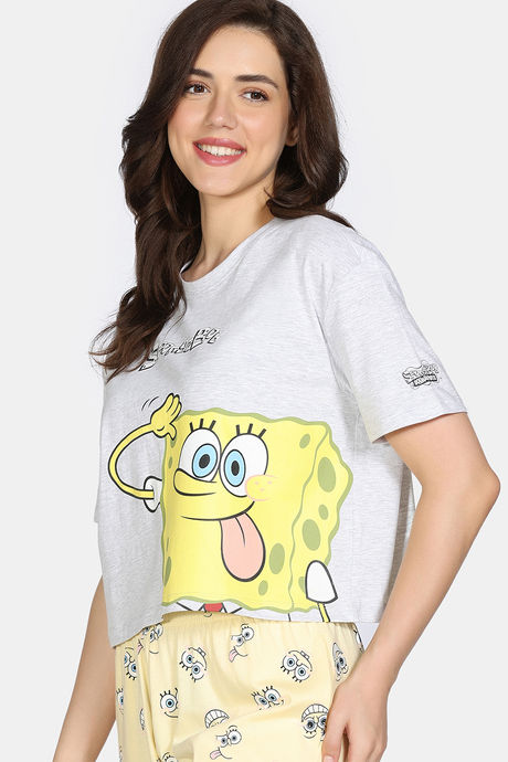 Zivame 2 Mile Fashion Knit Cotton Lounge Top - Grey Mel — image 3